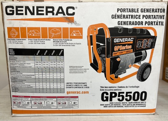 NEW GENERAC GP5500 GENERATOR