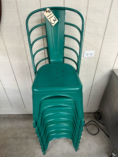 (27) GREEN METAL CHAIRS
