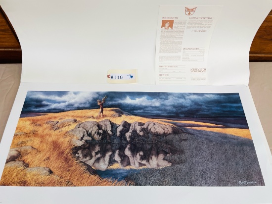"CALLING THE BUFFALO" BY BEV DOLITTLE WITH COA
