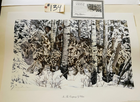 " IN THE COMPANY OF WOLVES" BY JUDY LARSON WITH COA