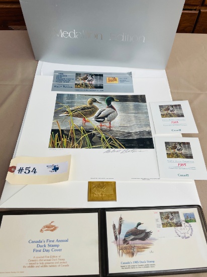 SIGNED AND NUMBERED 1985 CANADA'S FIRST STAMP PRINT MEDALLION EDITION
