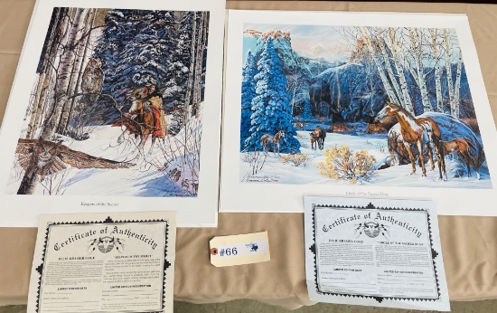 2PC SIGNED PRINTS BY JULIE KRAMER COLE WITH COA