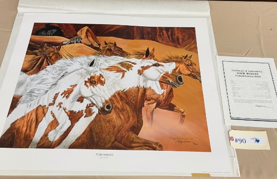 "FOUR WOLVES" BY JUDY LARON WITH COA