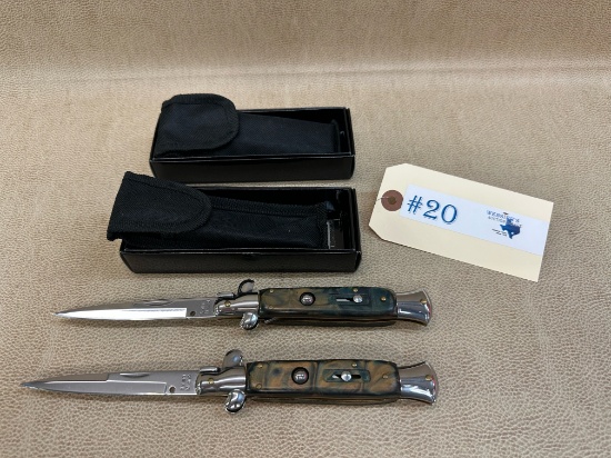 2PC ITALIAN MILANO SWITCH BLADE KNIVES WITH CASES