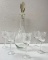ETCHED WINE DECANTER WITH 5 ETCHED WINE GLASSES