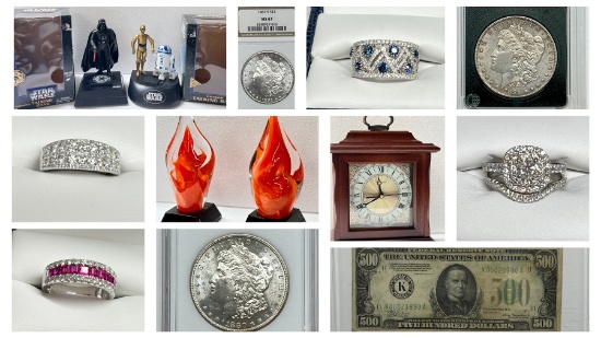 ESTATE JEWELRY, COINS COLLECTIONS, STERLING