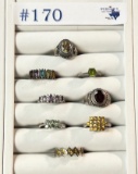 (8) STERLING & FASHION RINGS WITH GEMSTONES