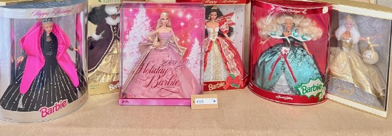 6PC HOLIDAY BARBIE DOLLS IN BOXES