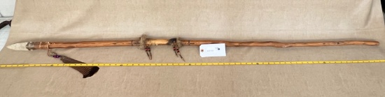 NATIVE AMERICAN SPEAR WITH LARGE ARROWHEAD AND LEATHER GRIP
