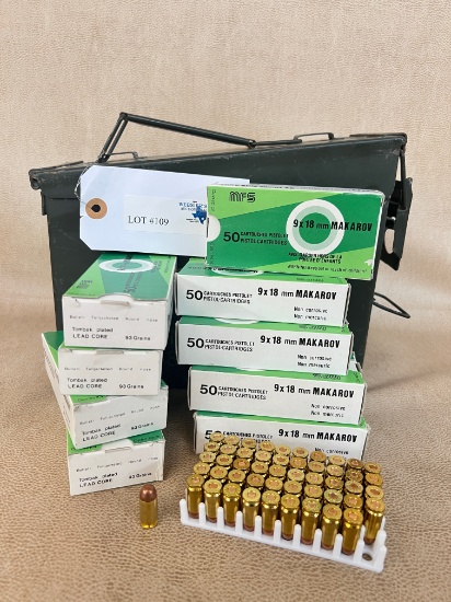 9X18 MAKAROV MFS AMMO 450 ROUNDS 9 BOXES OF 50