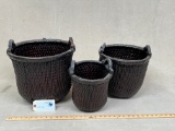 LOT OF 3 WOVEN BASKETS