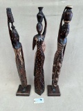 3PC CARVED AFRICAN STATUES