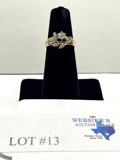 14KT YELLOW GOLD DIAMOND WEDDING SET WITH 9 DIAMONDS
