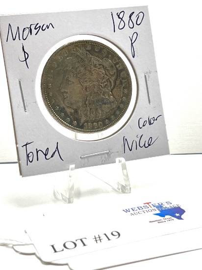 1880 P MORGAN SILVER DOLLAR TONED