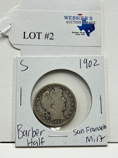 1902 S BARBER HALF DOLLAR