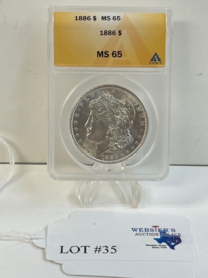 1886 ANACS MS-65 MORGAN SILVER DOLLAR
