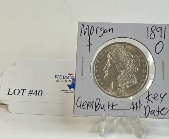 1891-O MORGAN SILVER DOLLAR KEY DATE GEM BU+