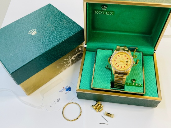REPLICA WATCH WITH BOX,EXTRA LINKS, EXTRA BEZEL