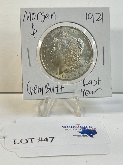 1921 MORGAN SILVER DOLLAR GEM BU+
