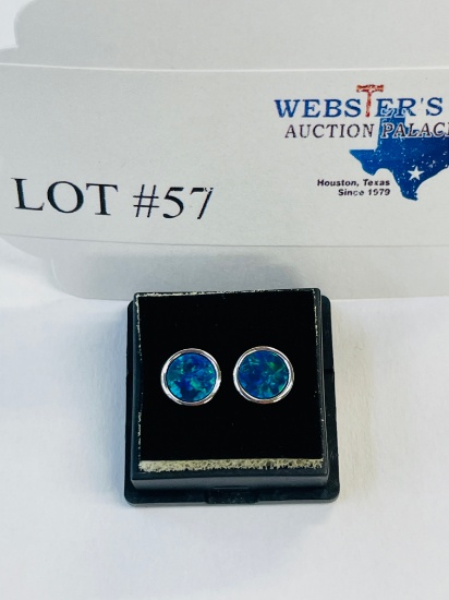 14KT WHITE GOLD 1.00CTW AUSTRALIAN OPAL STUD EARRINGS