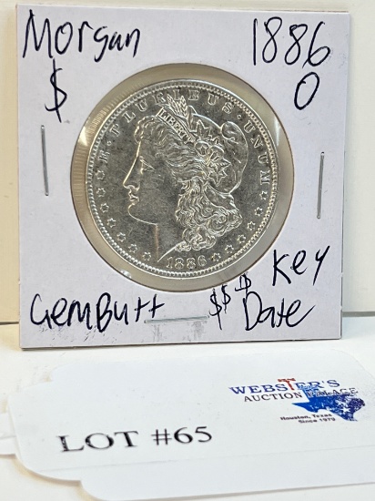 1886-O MORGAN SILVER DOLLAR KEY DATE GEM BU+