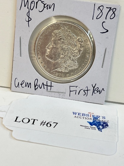 1878-S MORGAN SILVER DOLLAR GEM BU+