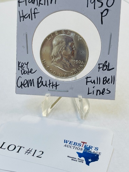 1950-P KEY DATE FRANKLIN HALF DOLLAR FULL BELL LINES GEM BU++
