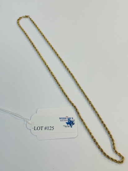 14KT YELLOW GOLD 24" ROPE CHAIN