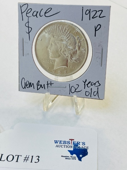 1922-P PEACE SILVER DOLLAR GEM BU++