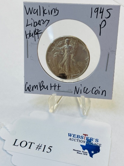 1945-P WALKING LIBERTY HALF DOLLAR GEM BU++