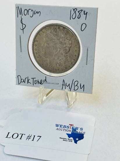 1884-O MORGAN SILVER DOLLAR DARK TONED AU / BU