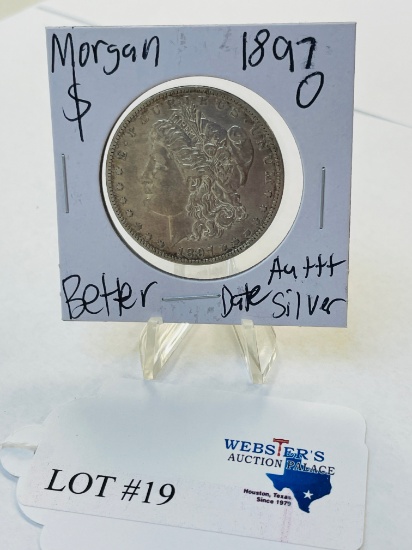 1897-O MORGAN SILVER DOLLAR BETTER DATE AU++