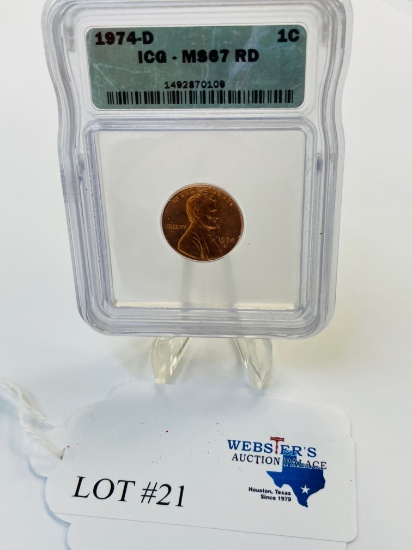 1974-D ICG - MS67 RD LINCOLN CENT