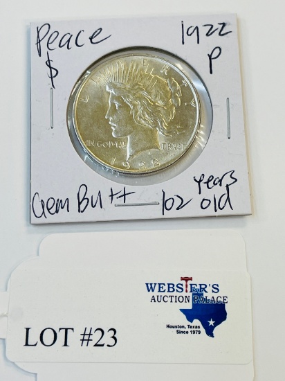 1922-P PEACE SILVER DOLLAR GEM BU++