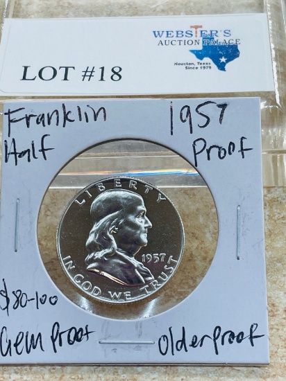 1957 PROOF FRANKLIN HALF DOLLAR GEM