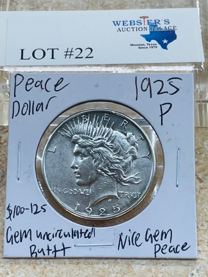 1925-P SILVER PEACE DOLLAR GEM BU++