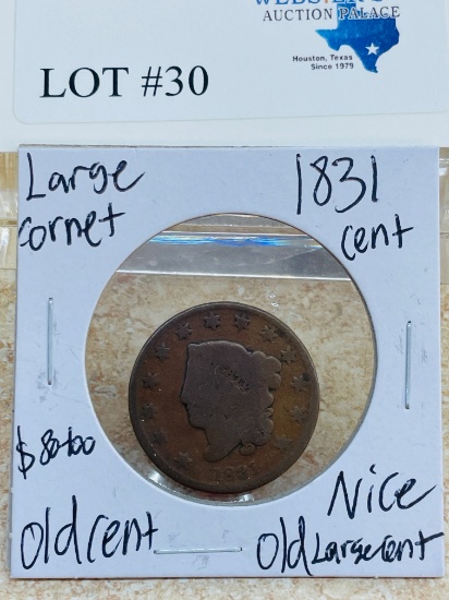 1831 LARGE CENT CORNET