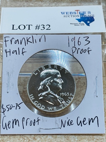 1963 FRANKLIN HALF DOLLAR PROOF GEM