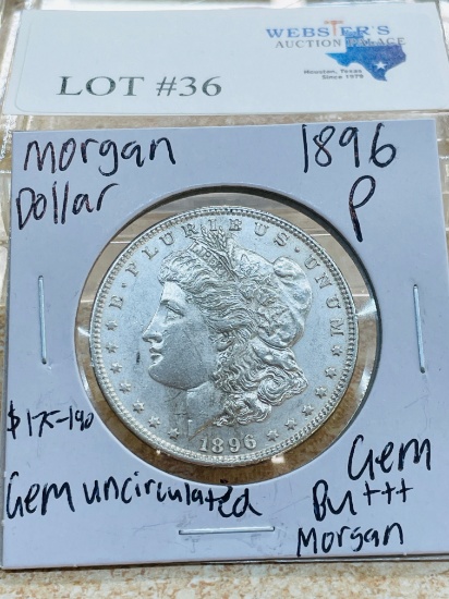 1896-P MORGAN SILVER DOLLAR GEM BU++