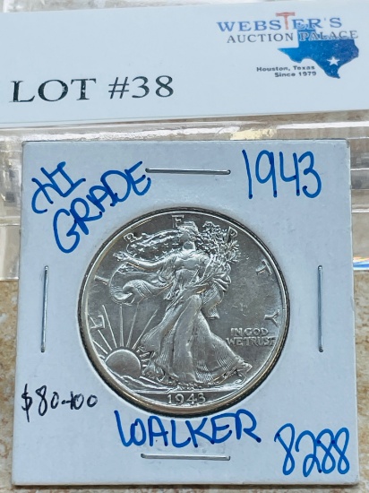 1943 WALKING LIBERTY HALF DOLLAR HIGH GRADE