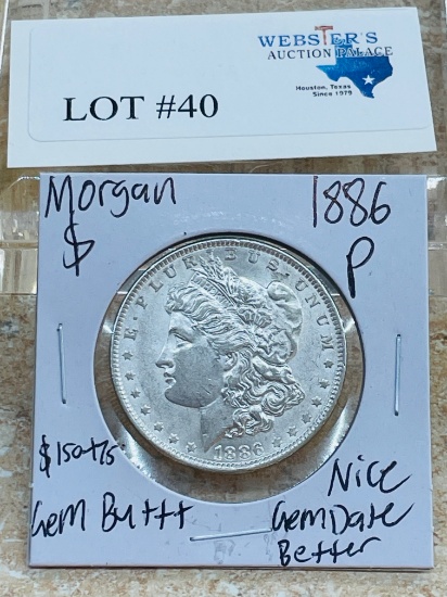 1886-P MORGAN SILVER DOLLAR GEM BU++ BETTER DATE