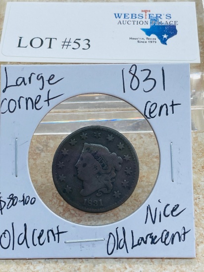 1831 LARGE CORNET CENT
