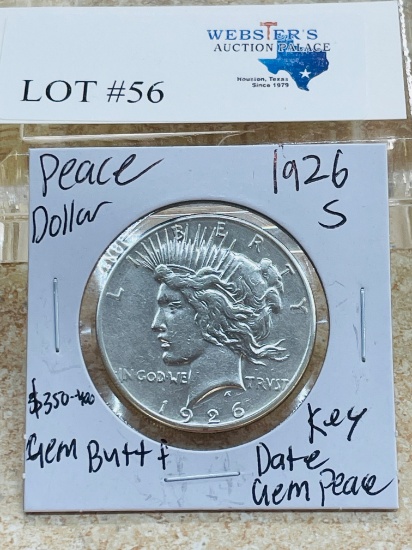 1926-S PEACE SILVER DOLLAR KEY DATE GEM BU++