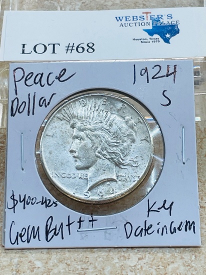 1924-S PEACE SILVER DOLLAR KEY DATE GEM BU++