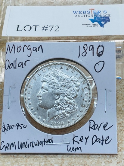 1890-O MORGAN SILVER DOLLAR RARE KEY DATE GEM UNC