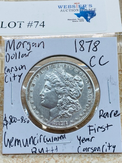 1878-CC MORGAN SILVER DOLLAR RARE FIRST YEAR GEM UNC BU++