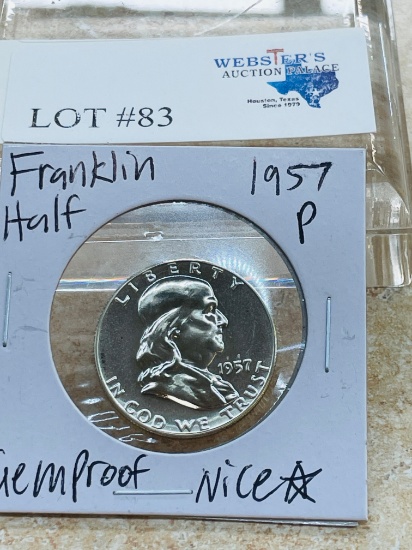 1957-P FRANKLIN HALF DOLLAR GEM PROOF