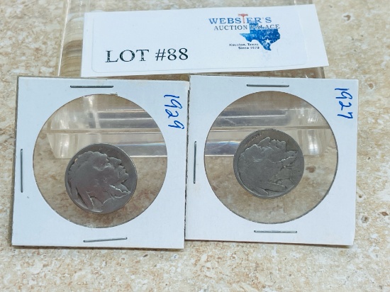 2PC 1927 AND 1929 BUFFALO NICKELS