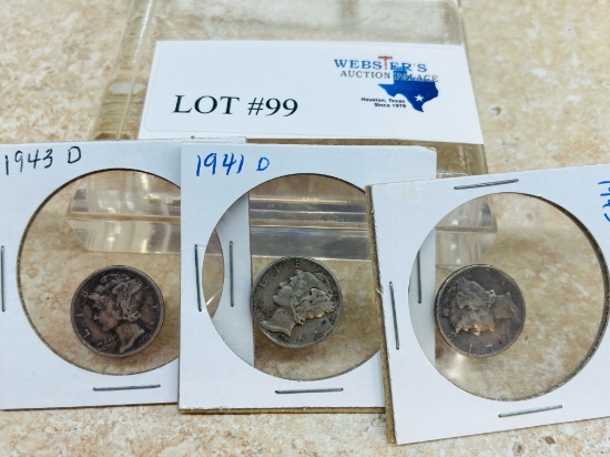 3PC SILVER MERCURY DIMES