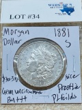 1881-S MORGAN SILVER DOLLAR PROOF LIKE GEM BU++